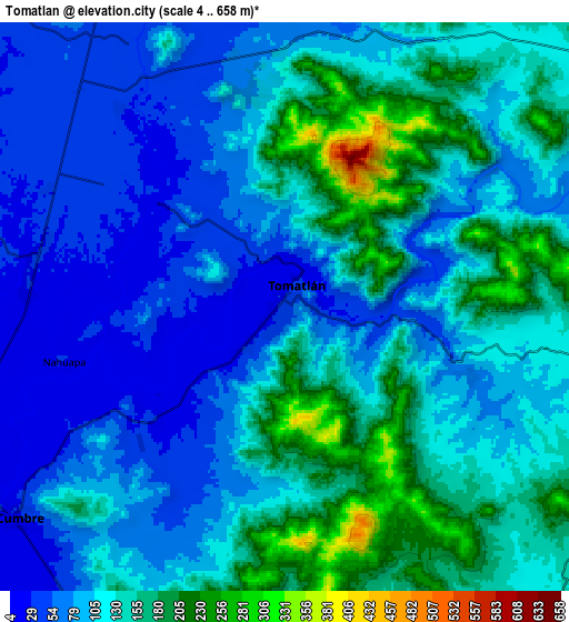 Zoom OUT 2x Tomatlán, Mexico elevation map