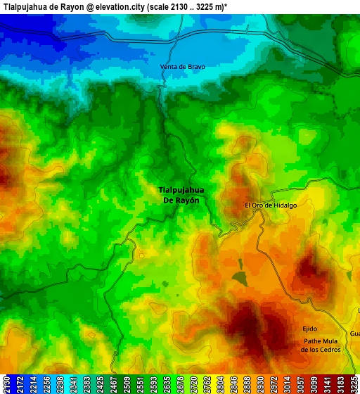 Zoom OUT 2x Tlalpujahua de Rayón, Mexico elevation map