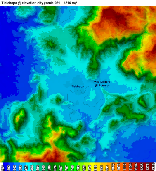 Zoom OUT 2x Tlalchapa, Mexico elevation map