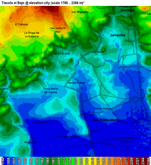 Zoom OUT 2x Tlacote el Bajo, Mexico elevation map