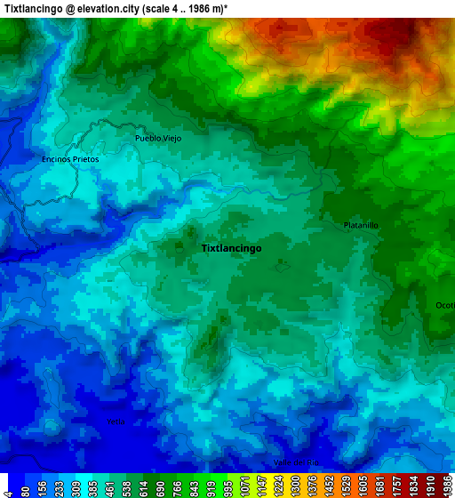 Zoom OUT 2x Tixtlancingo, Mexico elevation map