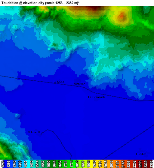 Zoom OUT 2x Teuchitlán, Mexico elevation map