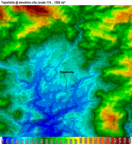 Zoom OUT 2x Tepetixtla, Mexico elevation map