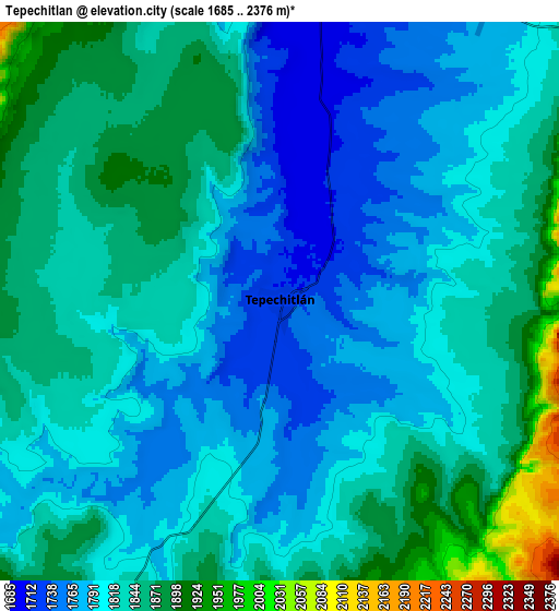 Zoom OUT 2x Tepechitlán, Mexico elevation map