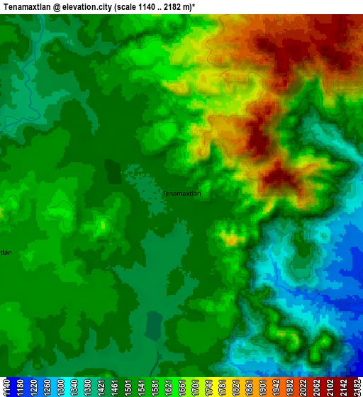 Zoom OUT 2x Tenamaxtlán, Mexico elevation map