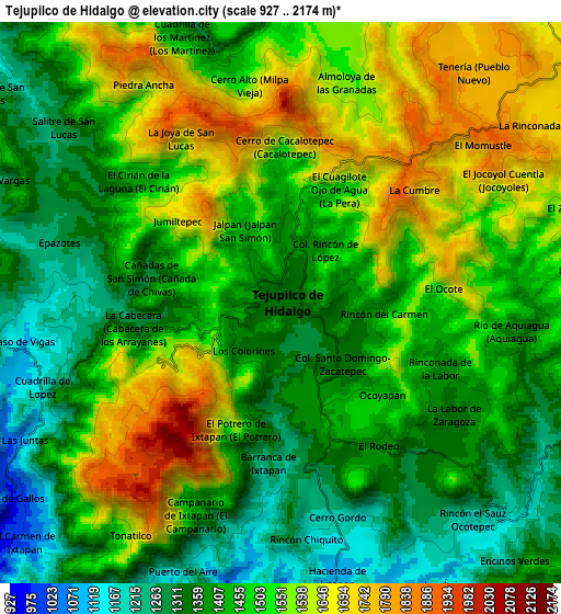 Zoom OUT 2x Tejupilco de Hidalgo, Mexico elevation map