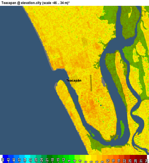 Zoom OUT 2x Teacapan, Mexico elevation map