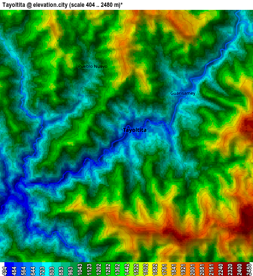 Zoom OUT 2x Tayoltita, Mexico elevation map