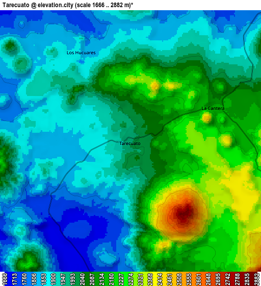 Zoom OUT 2x Tarécuato, Mexico elevation map