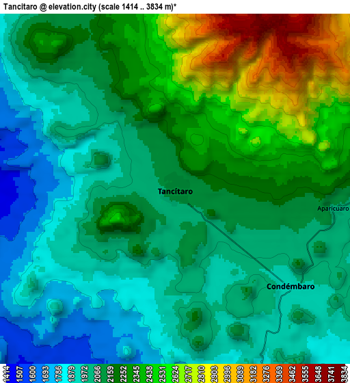 Zoom OUT 2x Tancítaro, Mexico elevation map