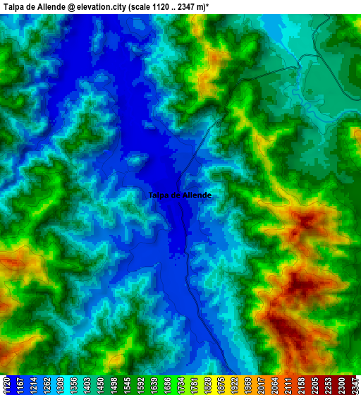 Zoom OUT 2x Talpa de Allende, Mexico elevation map