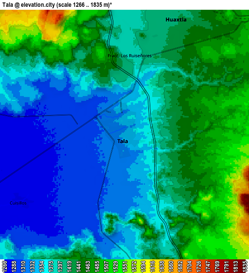 Zoom OUT 2x Tala, Mexico elevation map