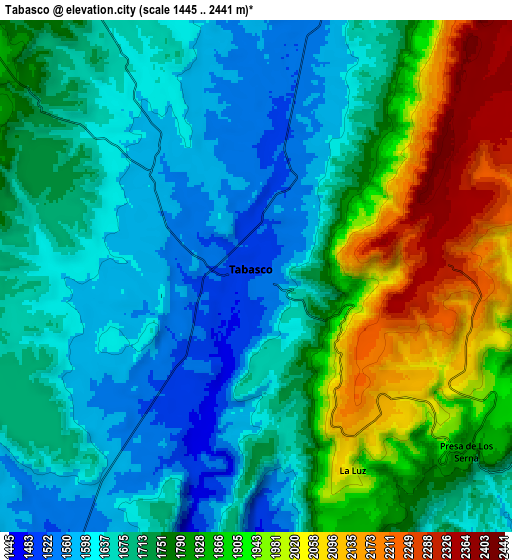 Zoom OUT 2x Tabasco, Mexico elevation map