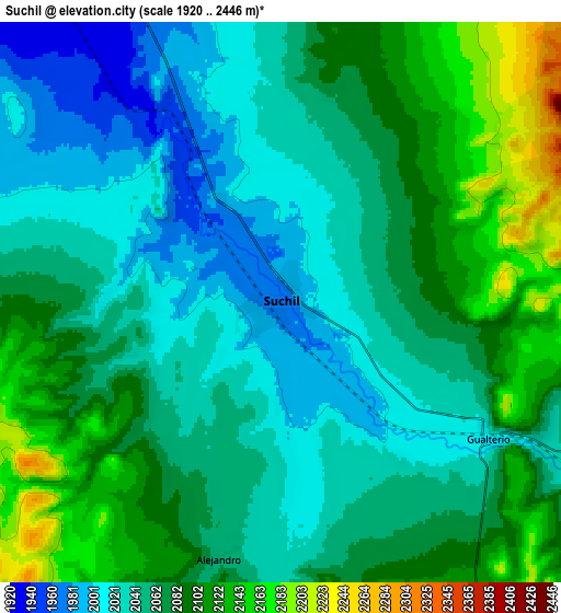 Zoom OUT 2x Súchil, Mexico elevation map