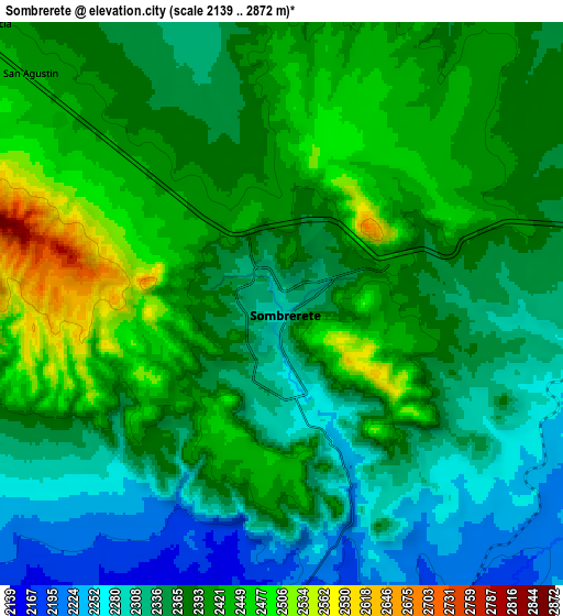 Zoom OUT 2x Sombrerete, Mexico elevation map