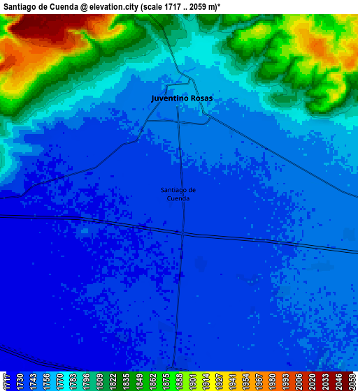 Zoom OUT 2x Santiago de Cuenda, Mexico elevation map