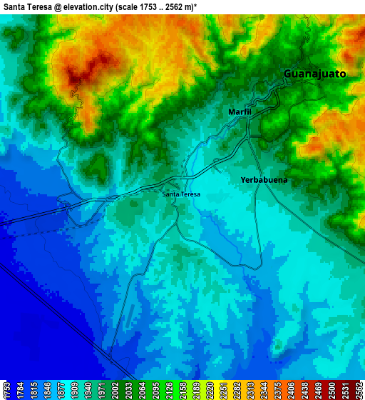 Zoom OUT 2x Santa Teresa, Mexico elevation map