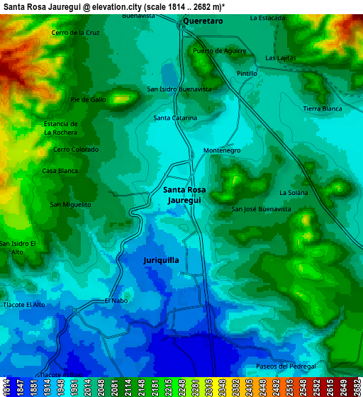 Zoom OUT 2x Santa Rosa Jauregui, Mexico elevation map