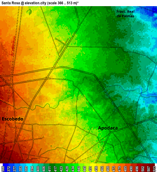 Zoom OUT 2x Santa Rosa, Mexico elevation map