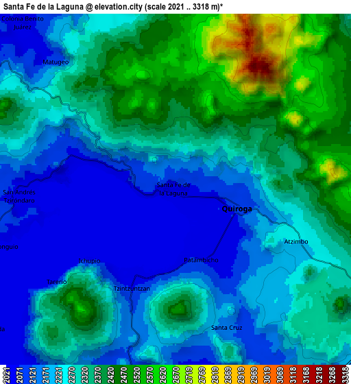 Zoom OUT 2x Santa Fé de la Laguna, Mexico elevation map