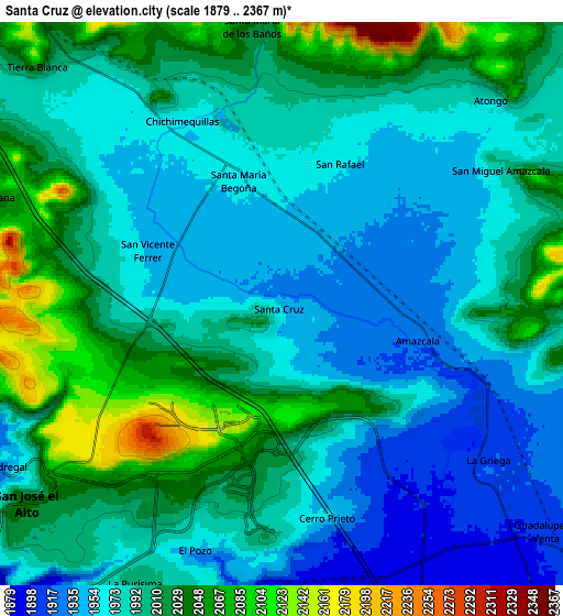 Zoom OUT 2x Santa Cruz, Mexico elevation map