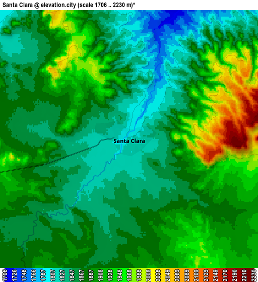 Zoom OUT 2x Santa Clara, Mexico elevation map