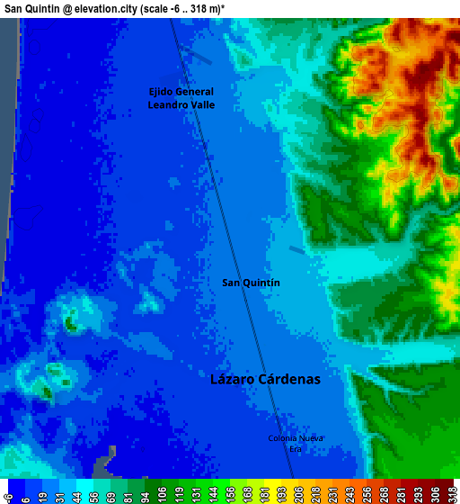 Zoom OUT 2x San Quintín, Mexico elevation map