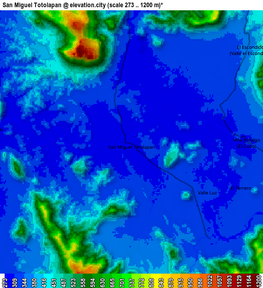 Zoom OUT 2x San Miguel Totolapan, Mexico elevation map