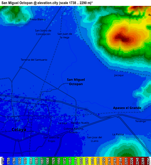 Zoom OUT 2x San Miguel Octopan, Mexico elevation map