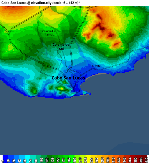 Zoom OUT 2x Cabo San Lucas, Mexico elevation map