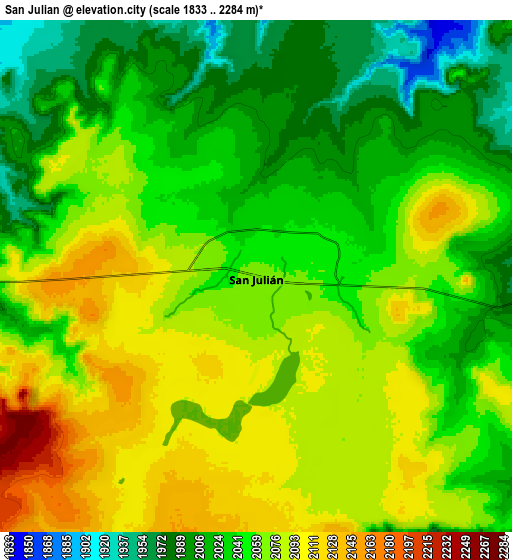 Zoom OUT 2x San Julián, Mexico elevation map