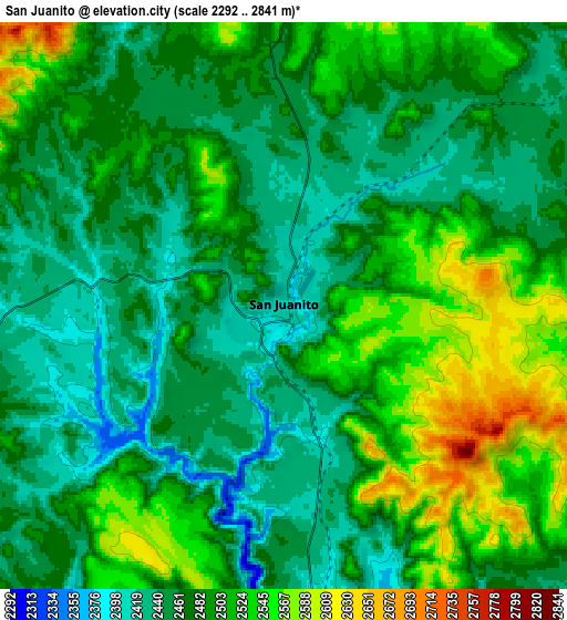 Zoom OUT 2x San Juanito, Mexico elevation map