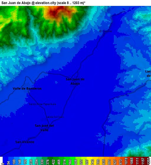 Zoom OUT 2x San Juan de Abajo, Mexico elevation map