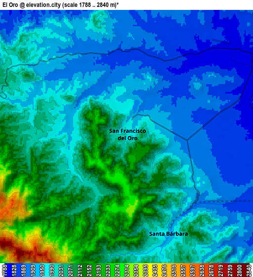 Zoom OUT 2x El Oro, Mexico elevation map