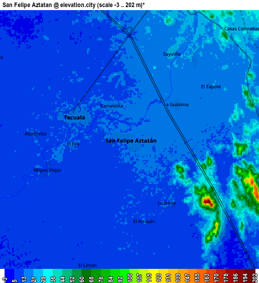 Zoom OUT 2x San Felipe Aztatán, Mexico elevation map