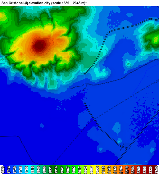 Zoom OUT 2x San Cristóbal, Mexico elevation map