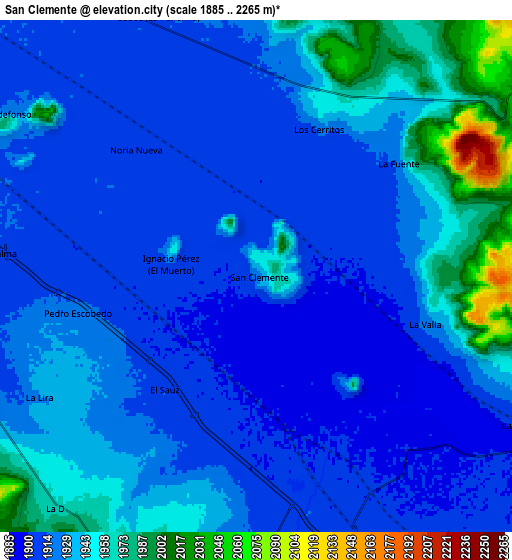 Zoom OUT 2x San Clemente, Mexico elevation map