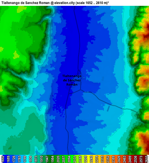 Zoom OUT 2x Tlaltenango de Sánchez Román, Mexico elevation map