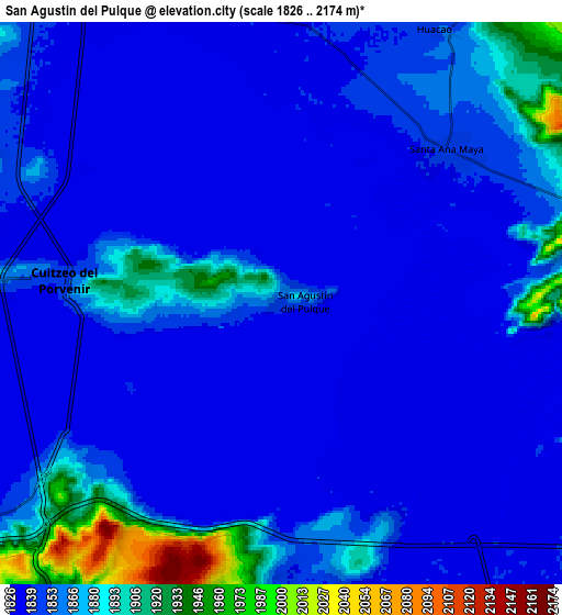 Zoom OUT 2x San Agustín del Pulque, Mexico elevation map