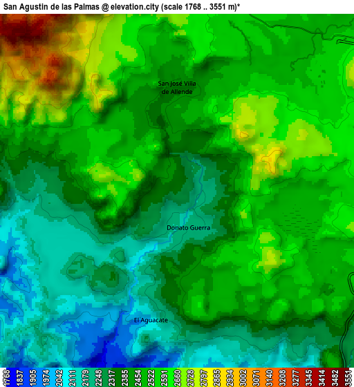 Zoom OUT 2x San Agustín de las Palmas, Mexico elevation map