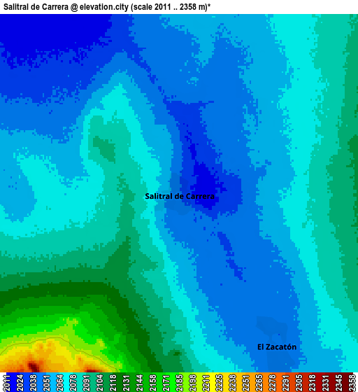 Zoom OUT 2x Salitral de Carrera, Mexico elevation map