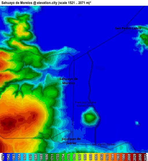 Zoom OUT 2x Sahuayo de Morelos, Mexico elevation map