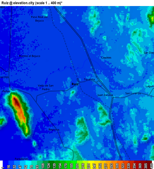 Zoom OUT 2x Ruíz, Mexico elevation map