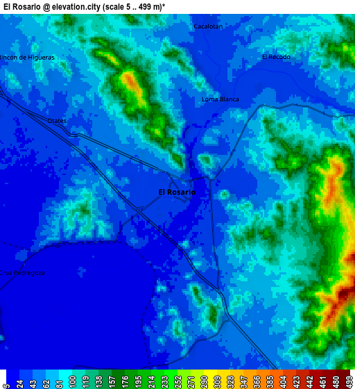 Zoom OUT 2x El Rosario, Mexico elevation map