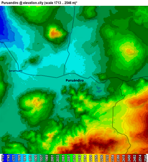 Zoom OUT 2x Puruándiro, Mexico elevation map