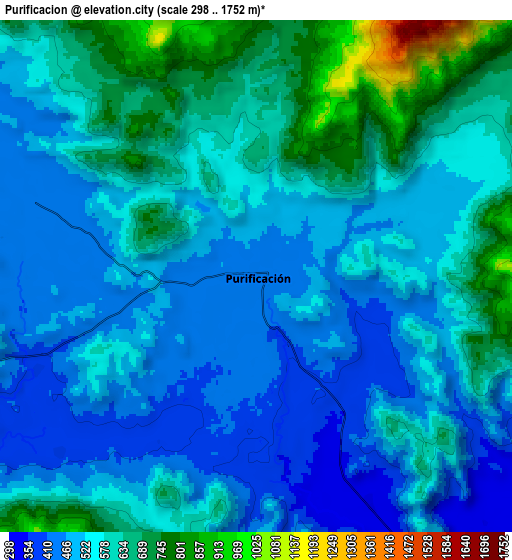 Zoom OUT 2x Purificación, Mexico elevation map