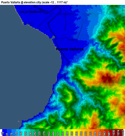 Zoom OUT 2x Puerto Vallarta, Mexico elevation map