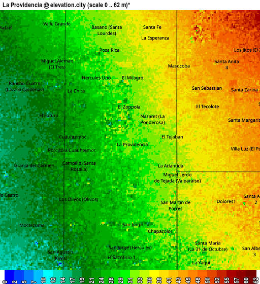 Zoom OUT 2x La Providencia, Mexico elevation map
