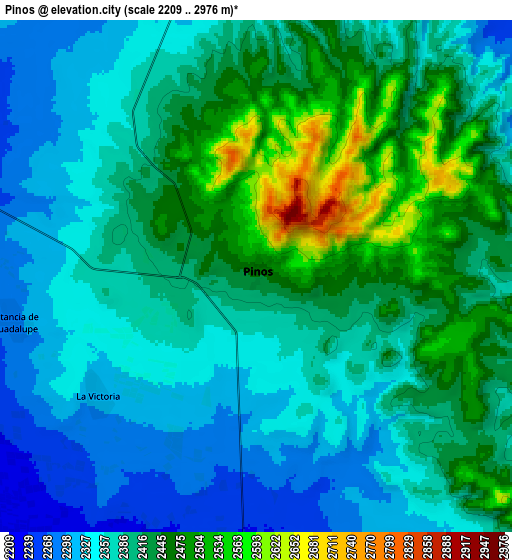 Zoom OUT 2x Pinos, Mexico elevation map