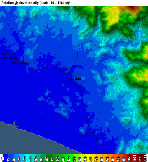 Zoom OUT 2x Petatlán, Mexico elevation map